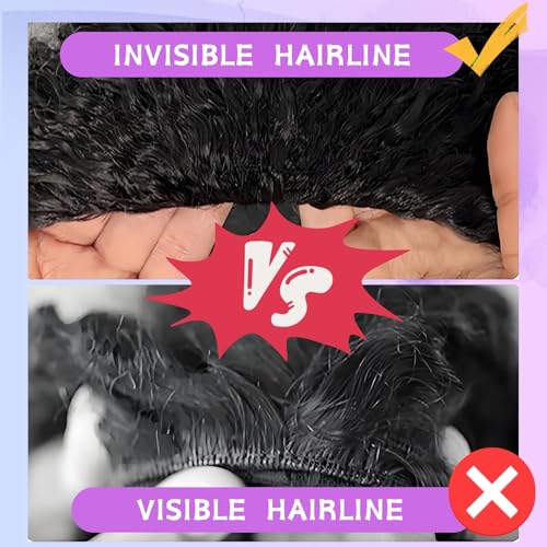 Half Wig Human Hair Deep Wave 3 In 1 Drawstring Seamless Filp Over Curly Half Wig 200% Density Wear and Go Glueless Half Wigs for Black Women Natural Color 20 Inch