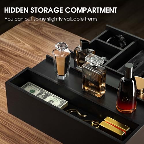 Sephyroth Cologne Organizer for Men 3 Tier of Elevated Cologne Display Shelf with Drawer Storage Perfume Organization and Storage Display Risers,Great Gift for Man(Black)