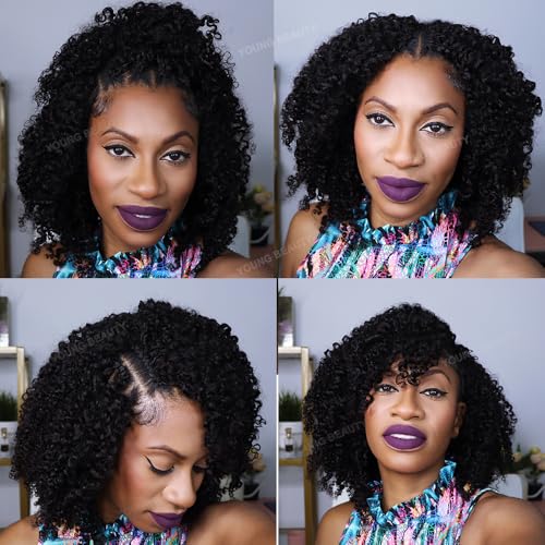 Kinky Curly Crochet Human Hair Extensions Pre-Separated Crochet Hair Multi-Textured Kinky Curly Reusable Micro Twists 18in 120g (Usually 240g Full Head) Natural Black