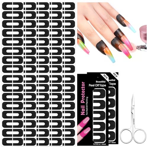 SAVILAND Nail Polish Protector for Fingers: 100PCS U V Protection U-Shaped Nail Protector Cuticle Protector for Nails Painting Peel Off Nails Tape for Airbrush Gel Polish Nail Art
