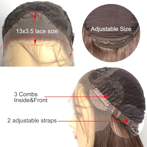 Dark Brown Lace Front Wig Short Bob Style 6# Pre Plucked Chocolate Brown Loose Wave Curly Synthetic Hair Side Part Half Hand Tied Replacement Full Wigs 12 Inches for Women Girls