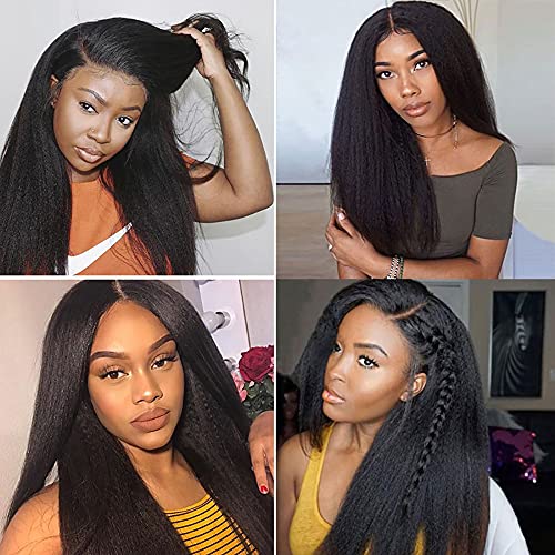 14 16 18 Inch Yaki Straight Bundles Human Hair Bundles #1B Nature Black Kink Straight Bundle Unprocessed Brazilian Virgin Weave Hair 3 Bundle 50 Gram Per Bundle for Woman