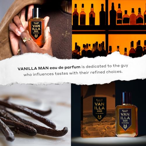 Ellis Brooklyn VANILLA MAN Eau de Parfum for Men 1.7oz / 50ml ? Warm Spicy Fragrance with Vanilla Absolute, Bergamot, Clary Sage & Cedarwood ? Warm, Rich, Modern Scent