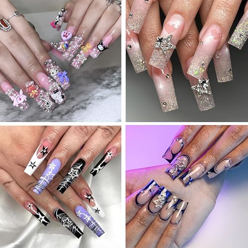 165PCS Silver Nail Charms Bulk Set with Star, Planet, Cross & More; 165 Count; Metal Alloy with Rhinestones; Mix Shape; Nail Art Accessories