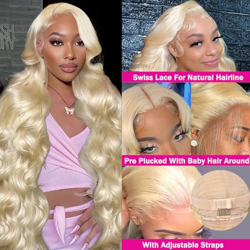 32 Inch Body Wave Blonde Wig Human Hair 200% Density 13X6 613 Lace Front Wig Human Hair Long 13X6 HD Blonde Lace Front Wigs Pre Plucked Glueless Wigs With Baby Hairs