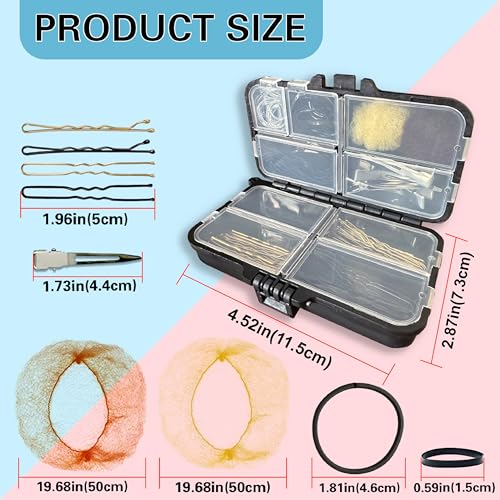 Hair Pins Kit,B1jounie YA Dance Stuff Cosmetology Kit Bobby Pins for Women Girls 126Pcs Hair Accessories Kit with Storage Box for Dance Ballet Cheerleading Travel