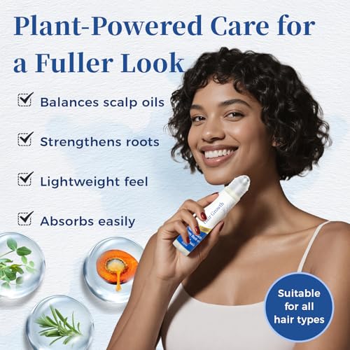 Hair Growth Serum Roll On 25ml/0.84Oz with Saw Palmetto, Rosemary & Pea Extract£¬Helps Support Thicker, Fuller Hair Appearance, Non-Greasy Hair Loss Support for Men & Women (2pcs)