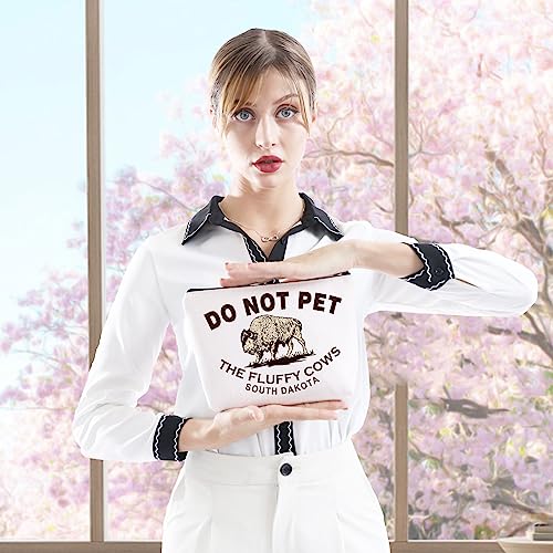Bison Buffalo Gift Do Not Pet the Fluffy Cows Zipper Pouch South Dakota Gift Midwest Badlands National Park Gift Makeup Bag (SOUTH DAKOTA Bag)