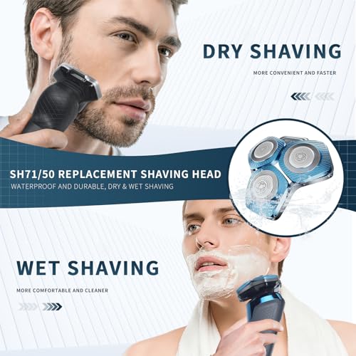 2 Pack SH71/50 Shaving Heads Compatible with Phili*s Shavers Series S5000 (S5XXX),S7000 (S7XXX) (BLUE)