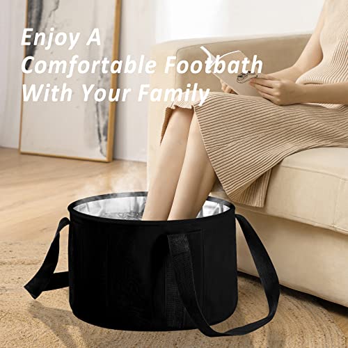2 Pieces Foot Bath Basin 30L Collapsible Bucket, Portable Foot Soak Tub Feet Soaking Bucket for Outdoor Travel, Camping, Fishing£¨Black)