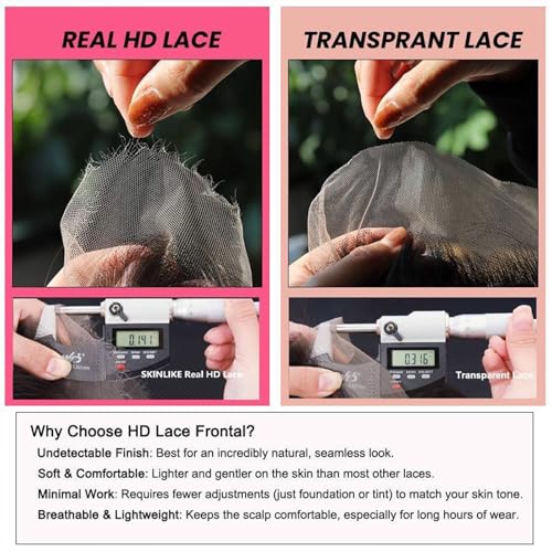 WOWANGEL 13x6 HD Lace Front Wigs Human Hair Body Wave Pre Plucked SKINLIKE 0.1mm Extremely Thin Real HD Lace Front Wigs 180% Density Glueless Human Hair Wigs for Women 16 Inch
