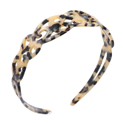 French Amie Filigree Wide 1" Celluloid Acetate Handmade Head bands Fashion Flexible Non Slip Durable Styling Women Hair Accessories, Made in France (White Tokyo)