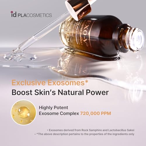 idplacosmetics EXO-V Booster Ampoule 1.01 fl.oz (30ml) ? Exosome Serum (720,000 PPM) with PDRN & Glutathione, Korean Skincare Microneedling Serum, for Smoother-Looking Texture & Elasticity Support.