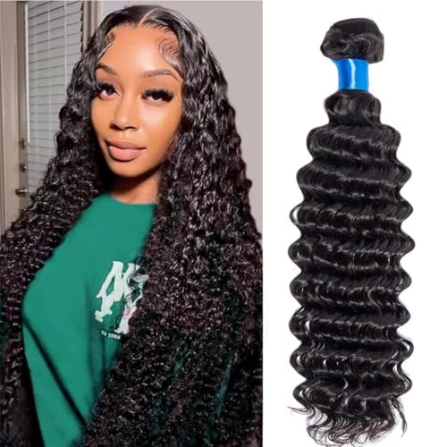 Cranberry Brazilian Virgin Hair Deep Wave Human Hair Bundles 1 Bundle 26 Inch 100% Unprocessed Virgin Hair Curly Waves Double Weft Wet and Wavy Bundles for Black Women