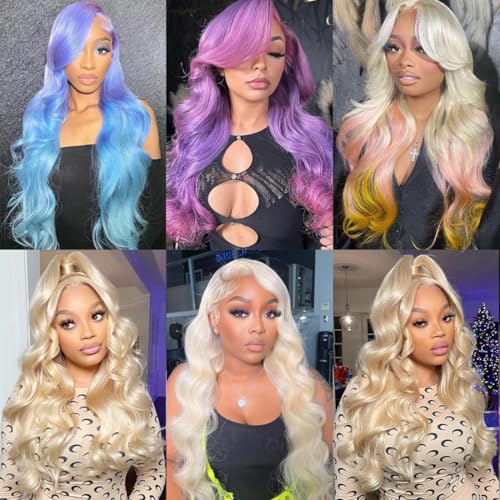 613 Lace Front Wig Human Hair 200% Density Blonde wig Human Hair 13x6 Body Wave Blonde Wigs for Women Brazilian Virgin HD Transparent Lace Front Wigs Pre Plucked 30 Inch