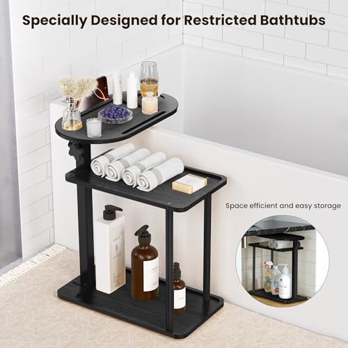 Bathtub Tray Table, Freestanding Bath Side Table Tub Tray Caddy, 3 Layer Bamboo Bath Board Shelf, Bathtub & Bathroom Accessories, New Home Gift for Mom, Housewarming, Anniversary, Wedding