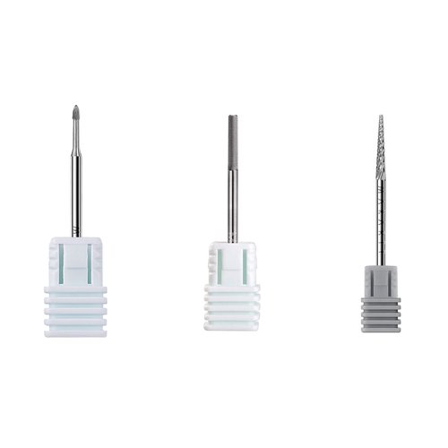Makartt Cuticle Nail Drill Bit Safety Tungsten Carbide Cuticle Remover Drill Bit Bundle With Safety Cuticle Nail Drill Bit and Needle shape Fine-F Under Nail Cleaner Bit
