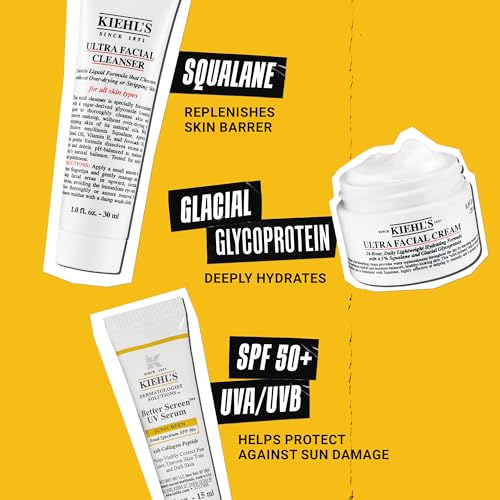 Kiehl's Travel Size Skincare Gift Set, $49 Value, Contains Travel Size Face Wash, Sunscreen with SPF 50, and Moisturizer, TSA Friendly