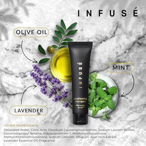 Black Hotel Toiletries Bulk | 1 oz Conditioning Shampoo Travel Size | For Hotels, Vacation Rentals, Gym, Luxury, Airport | Case of 20