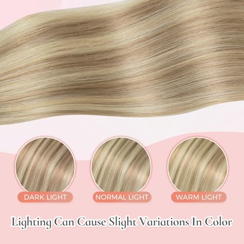 Clip In Hair Extensions Real Human Hair #18p613 Ash Blonde Mix Bleach Blonde Highlights Remy Hair Extensions Clip In 16 Inch 5 Pcs 80 G