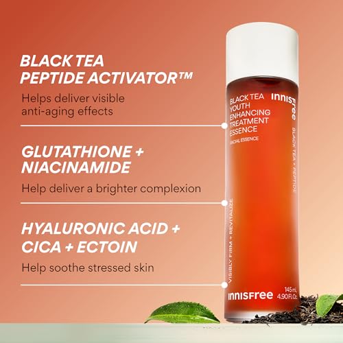 innisfree Black Tea Youth Essence, Korean Anti-Aging Treatment with Niacinamide for Radiance, Firm Skin, Hydration, and Barrier Support