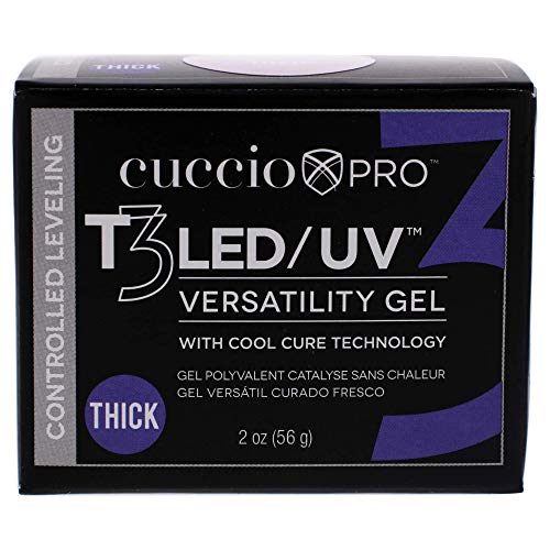 Cuccio Pro T3 LED/UV Cool Cure Versatility Gel - Controlled Levelling - Incredibly Flexible - Strong Adhesion - Thick Viscosity - Fast Application - Quick Cure - Pink - 2 Oz Nail Gel