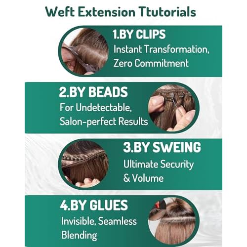RUNATURE Sew in Hair Extensions Real Human Hair 22 Inch Weft Hair Extensions Long Human Hair Weft Extensions, Straight Remy Hair, Double Weft Sew in Extensions 100g #8P60
