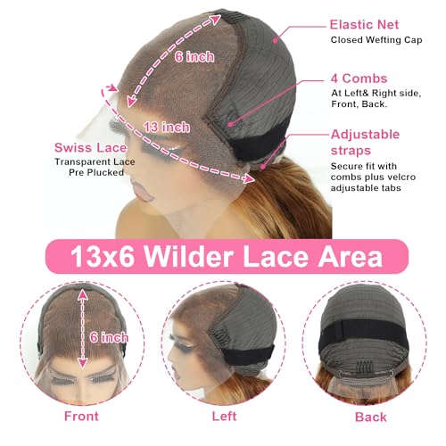 30 Inch 13x6 Deep Wave Lace Front Wigs Human Hair Pre Plucked 4/27 Highlight Ombre Colored Glueless Wigs Water Wave Honey Blonde Lace Frontal Wigs Human for Black Women with Baby Hair