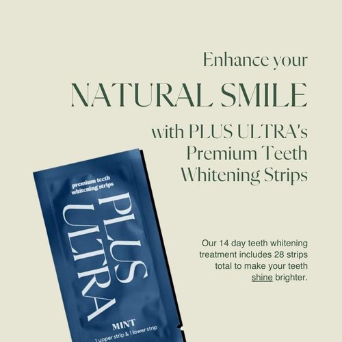 Plus Ultra Mint Flavored Teeth Whitening Strips | Eco-Friendly, Vegan Stain Remover Whitening Strips for Coffee, Wine, Soda | 14 Day Treatment | Formulated for Sensitive Teeth