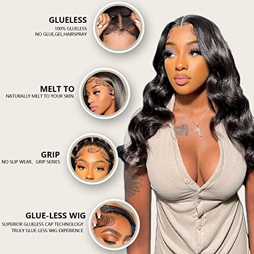 Spotlight 13x4 HD Lace Front Wig Human Hair,180% Density Transparent Body Lace Frontal Wig,Pre Plucked with Baby Hair - 3D Lace (26 inch)