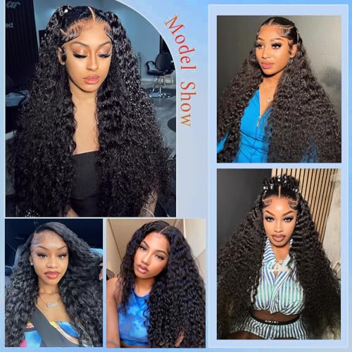 Deep Wave Lace Front Wig - HD Transparent Lace Front Wig for Women - 13x6, Deep Curly, 180% Density, Pre-Plucked, 24-Inch