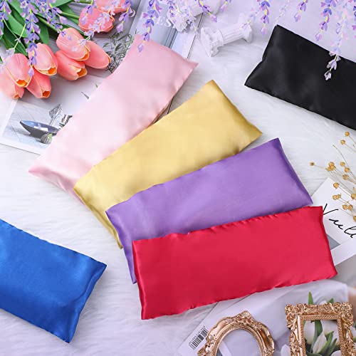 Tudomro 6 Pieces Satin Eye Pillow Case Washable Yoga Eye Pillow Cover Light Weight Removable Cover Yoga Massage Meditation Accessories, 9.8 x 4 Inches, Pillow Not Included