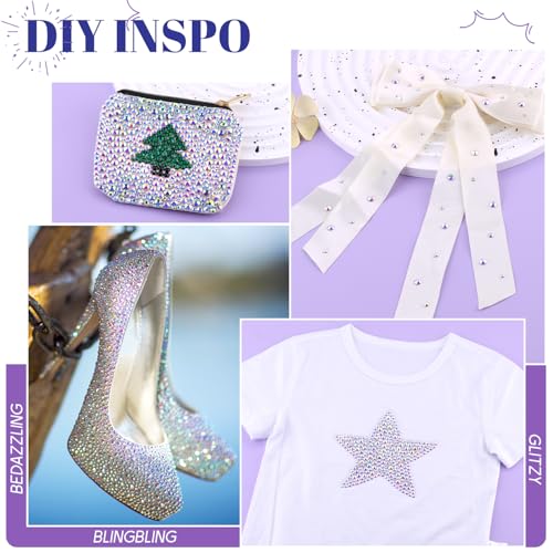 4000Pcs Hotfix Rhinestones for Clothing, Crystal AB SS10 Iron On Flatback Glass Gems, Bedazzler Crystals Rhinestones for Crafting Clothes Hats Shoes Fabric Bedazzling Decor Nail Art