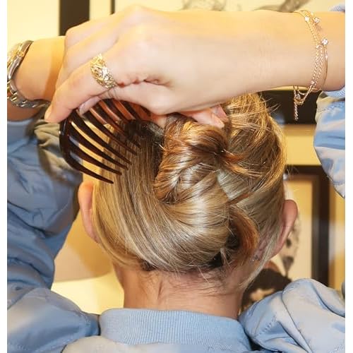 Camila Paris CP2431 French Hair Side Comb Small Rounded Tortoise Shell, French Twist Hair Combs, Strong Hold Hair Clips for Women Bun Chignon, No Slip Styling Girls Hair Accessories Made in France