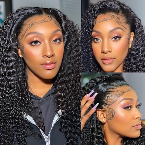 VibeFusion 13x4 HD Transparent Lace Front Human Hair Kinky Curly Wig 200% Density Glueless Pre Plucked Pre-Cut 20 Inch Women's Wig