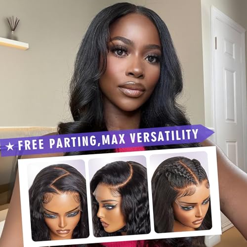 Body Wave Lace Front Wigs Human Hair 200 Density 13x6 HD Lace Frontal Wigs Human Hair Pre Plucked Natural Color 22 Inch
