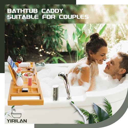 Premium Bathtub Tray Caddy, Expandable Bath Tray, Unique House Warming Gifts, New Home, Anniversary and Wedding Gifts for Couple, Bridal Shower Gift for Women