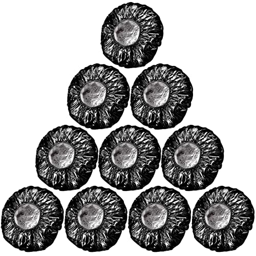 12 Pieces Deep Conditioning Caps Aluminum Foil Reusable Hair Processing Hair Coloring Shower Caps for Home Salon Use(12 Inch,Black)