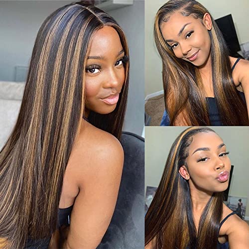 Highlight Ombre Lace Front Wig Human Hair 180 density 30 inch straight wigs human hair 13x4 lace front wigs human hair wigs for black women