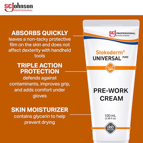 SC Johnson Professional STOKODERM Pure Pre-Work Hand Cream 100ml, 3.3814 Fl Oz (Pack Of 12)