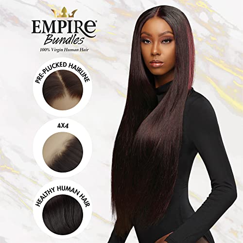 Sensationnel Empire bundles multi - straight with 4x4 closure 10a tangle shed free human hair for weaving and sew in styles (18 20 22 Inch, NATURAL/BLACK)