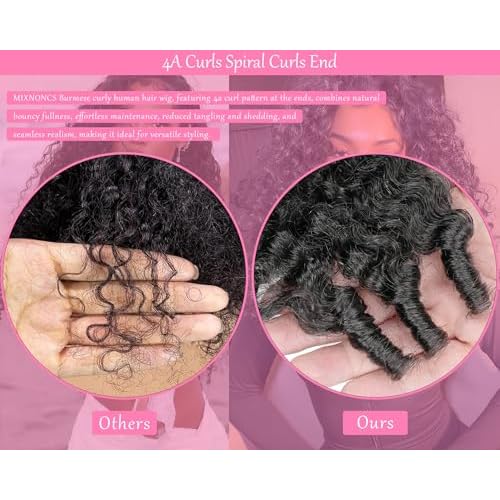 Burmese Curly 13x6 Lace Frontal Wigs Human Hair - Virgin Hair HD Lace Front Pre Plucked, 250% Density 22 Inch Natural Black (100% Free of Synthetic) for Black Women