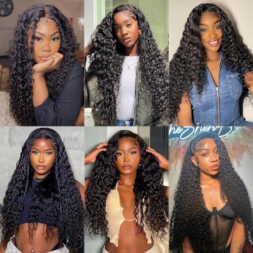 Deep Wave Bundles Human Hair 4 Bundles (20 22 24 26 inches) 12A Virgin Curly Bundles 100% Human Hair Deep Wave Bundles Deep Curly Weave 4 Bundles Natural Black