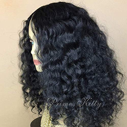 2X4 U Part Wigs Human Hair for Black Women Kinkly Curly Brazilian Virgin Human hair Wig 150% Density 2X4 U Part Wig with Baby Hair Wavy Glueless Human Hair Wigs Natural Color 14 Inch