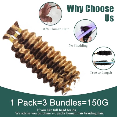 P427 Human Braiding Hair Deep Wave Bulk 12 inch Human Hair Weave 3 Bundles No Weft Brazilian Virgin Deep Curly Extensions
