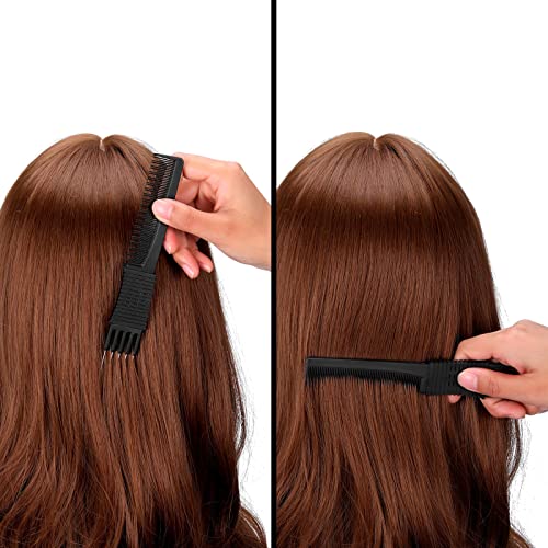 Leinuosen 3 Pack Carbon Lift Teasing Combs with Metal Prong, Hair Pick Comb for Women Hair Styling(Black)