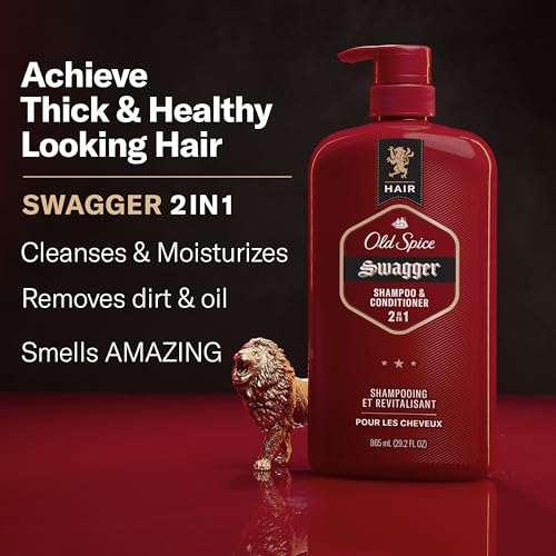 Old Spice Swagger 2-in-1 Shampoo and Conditioner Set for Men, Cedarwood Lime Scent, Healthier, Fuller, More Moisturized Looking Hair, Barbershop Quality, 29.2 Fl Oz Each, Twin Pack