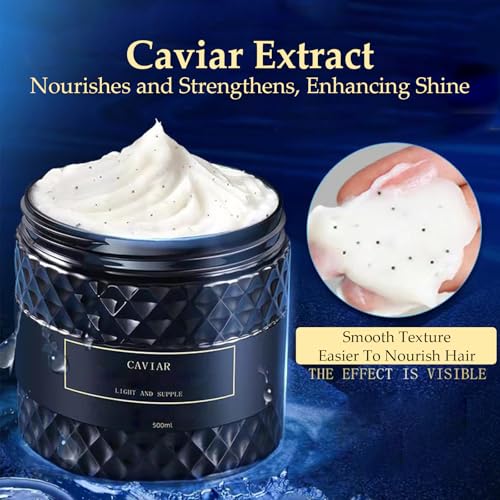 Caviar Bloom Korean Hair Mask - Korean Caviar Deep Repair Hair Mask (16.9 fl.oz.), Replenishing Moisture Hair Masque | Replenishes Dry, Coarse, Damaged Hair (1 PC)