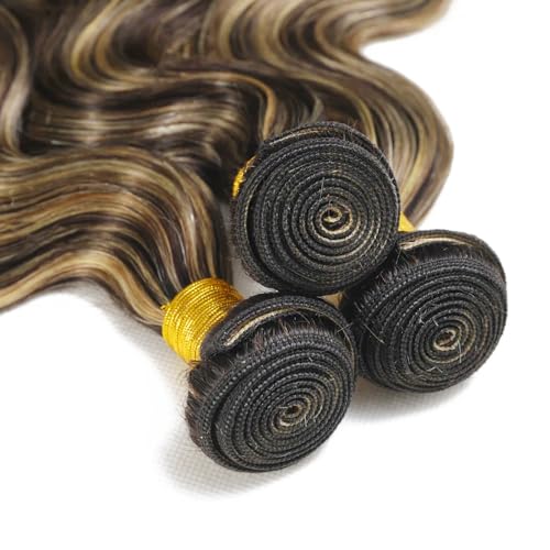 P1B27 Highlight Human Hair Bundles Honey Blonde Body Wave 3 Bundles 300g 24 26 28 inch Vinmdonm Ombre Black and Blonde Bundle Human Hair Extensions