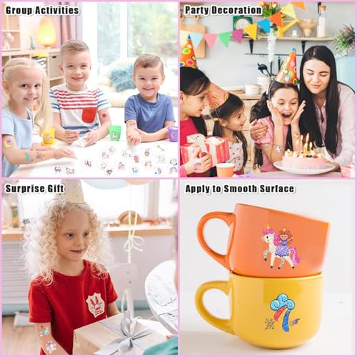 Partywind Glitter Temporary Tattoos for Kids Girls, Birthday Party Supplies Favors Decorations, Kids Goodie Bag Stuffers, Fake Tattoo Stickers for Back to School Party Games Prizes (50 Sheets)